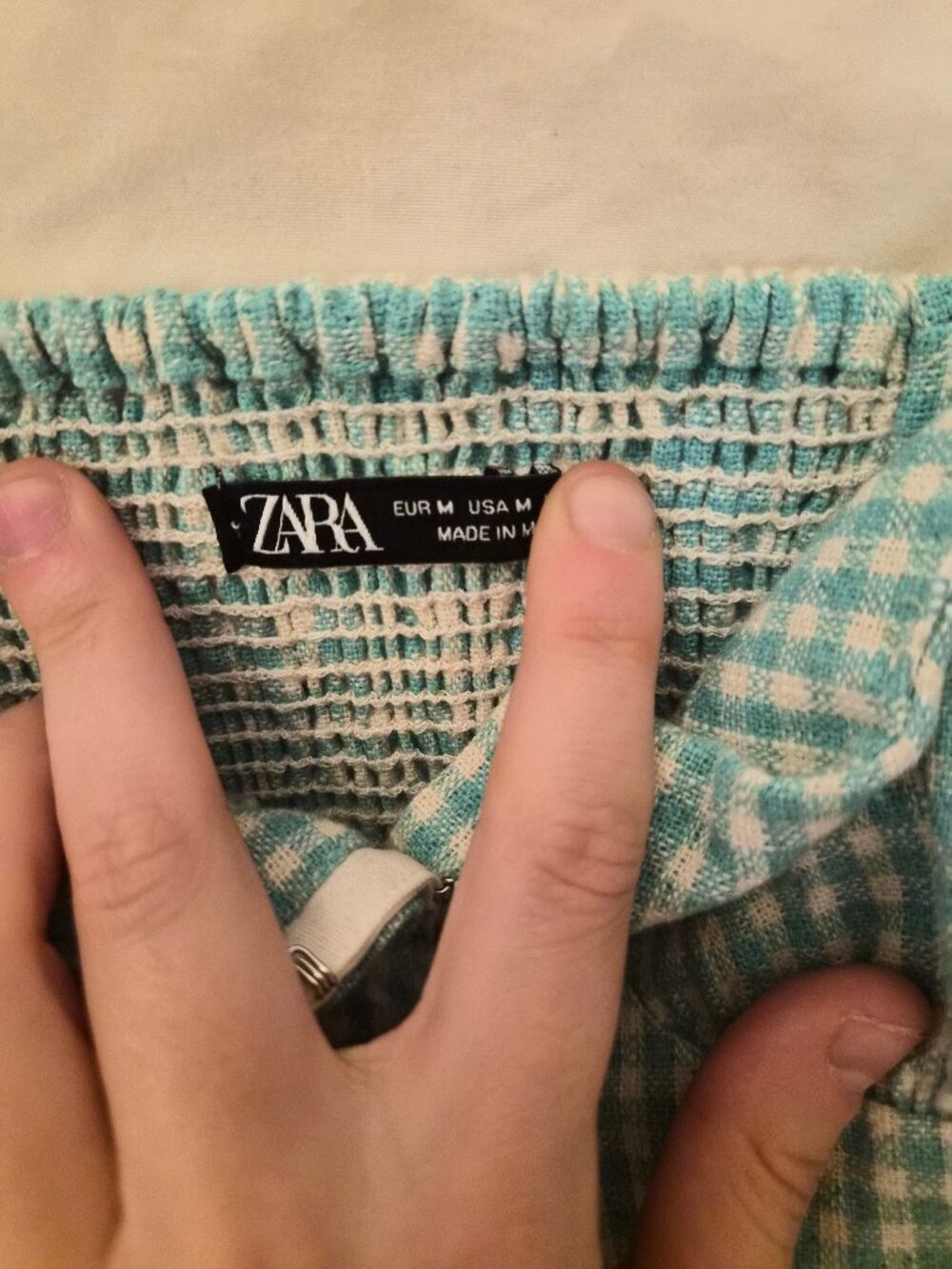 Zara Green Gingham Corset Top M Cottagecore *AS IS - Minor Flaws* Summer Crop - Picture 8 of 8